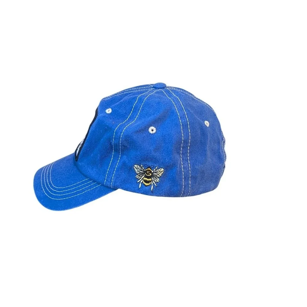 4350 District Bee Kind Blue Cotton Baseball Cap Floral Patch Adjustable Hat Boho